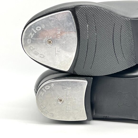 11.5W 11.5 WIDE WIDTH Capezio Womens CG09 Black Leather Oxford Tap Dance‎ Shoes - Picture 10 of 13